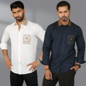 Deep navy & White Shirt  Combo || MCS087+MCS088